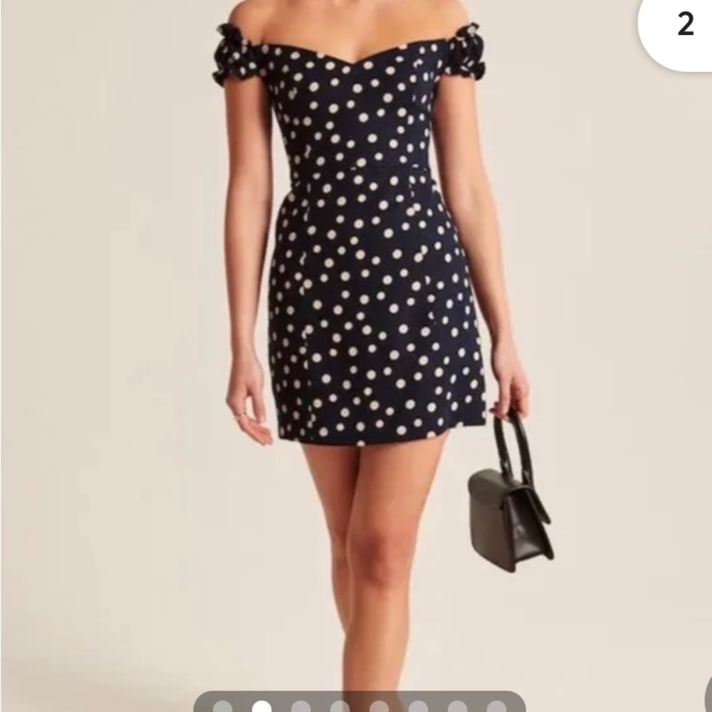 Abercrombie & Fitch linen blue polka dot dress size M. NEVER WORN TAGS ON